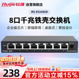锐捷（Ruijie）8口千兆交换机 RG-ES108GD 企业级铁壳非网管桌面型交换器分流器 办公家用宿舍即插即用分线器
