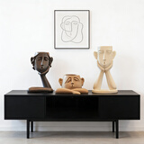 初见 创意花瓶摆件客厅乔迁新居礼品电视柜玄关工艺品室内家居饰品 北欧抽象人面花瓶【三面】