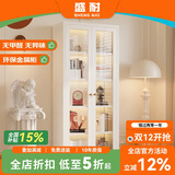 盛耐钢制书柜玻璃门防尘书架收纳柜子铁艺置物柜客厅储物柜家用展示柜