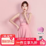 梵迪拉（F.DYRAA）泳衣女温泉遮肚显瘦连衣裙游泳衣速干透气游泳四件套11028粉色XL