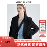 VEGA CHANG小西装女2026年春季新款法式小众宽松显瘦女士西服外套 黑色 L
