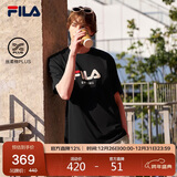 FILA 斐乐官方男女同款针织T恤2025年夏季纯棉宽松休闲情侣短袖t恤