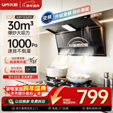 优盟（UM）【国家补贴】顶侧双吸抽油烟机30风量家用变频1000Pa大吸力一级能效免拆自清洁超薄以旧换新UC167D