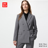 优衣库女装双排扣茄克/外套通勤商务夹克25秋冬新款481603 484252 478557/05天灰色 XL