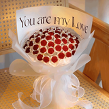 帕提拉（patila）手工自制diy仿真不凋谢玫瑰花束手捧花材料包送女朋友七夕礼物 热恋红玫瑰99朵+开窗礼袋+LED灯