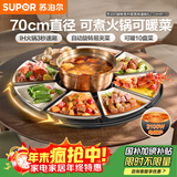 苏泊尔（SUPOR）暖菜板 饭菜保温板热菜板 加热桌垫 电磁炉火锅分区控温（圆形70CM）自动旋转餐桌转盘 BZ70IH817D