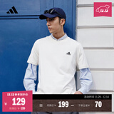 adidas情侣休闲纯棉上衣圆领短袖T恤男女夏季阿迪达斯官方轻运动 米白 M