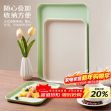 拜杰长方形水果托盘茶盘家用果盘早餐盘收纳盘客厅零食盘米白色中号