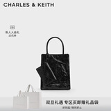 CHARLES&KEITH纯色褶皱磁吸手提单肩斜挎托特包包女包生日圣诞礼物CK2-30782347