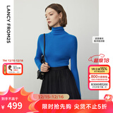 朗姿【朗姿羊毛Basic衣橱】纯羊毛法式毛针织衫冬季新款修身长袖毛衣 舰队蓝色 M