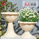 爱丽思（IRIS）浮雕杯型创意大花盆户外庭院家用树脂塑料欧式绣球高脚花盆 350L【浅米色】约6.5L