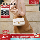 百丽礼物碎银几两大号羊皮优雅小香风菱格链条包包X6916BX4 米色 F