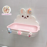 帕提拉（patila）可爱卡通双层肥皂盒免打孔壁挂式沥水家用卫生间浴室香皂盒置物架 白色兔+贴片