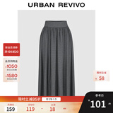 UR2026春季新款女装简约休闲纯色超宽松高腰A字半裙UWB550004 深灰花灰 L (XL-XXL)