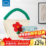 乐扣乐扣（LOCK&LOCK）清新玻璃保鲜盒微波饭盒三件套(630ml*2+便当包)LNG428S601薄荷绿