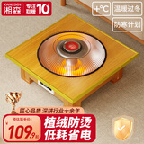 湘森实木取暖器烤火炉家用烤火盆电火盆烤火箱电火炉桌下暖脚神器节能省电正方形客厅卧室电烤炉SY 【圆罩款55×55cm】速热省电