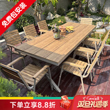 御藤美家（ROYAL RATTAN）户外桌椅别墅花园庭院桌椅休闲咖啡厅室外露台阳台防腐木塑木桌椅 【标准款】8椅+180CM大板长桌 如图