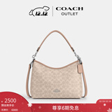 蔻驰（COACH）奥莱女士女包经典标志LAUREL 31号流浪包单肩包斜挎包腋下包礼物 SV/沙黄色/灰褐色