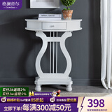 格澜帝尔（growdear）美式玄关桌靠墙桌欧式门厅玄关台玄关柜客厅隔断柜走廊半圆桌 白色（600*300*770） 组装