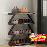 安尔雅简易鞋架多层家用门口创意Z型鞋架子多层防尘鞋柜 钢管款4层小号