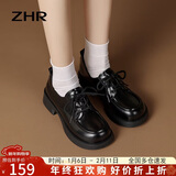 ZHR乐福鞋女春秋厚底英伦单鞋女时尚甜美学院风女鞋 BZ21 黑色 36 