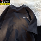 啄木鸟纯棉短袖t恤男士圆领夏季潮流宽松复古港风半袖青少年ins风上衣服 AZ521黑色 L