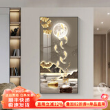 墨派（Mopai）玄关装饰画竖版现代简约走廊过道背景墙壁画入户轻奢挂画免打孔 财鹿望月 80*160cm晶瓷+铝合金边框