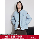 初语两面穿灯芯绒立领棉服女新款冬季小个子宽松棉衣外套 雾霾蓝 L