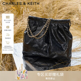 CHARLES&KEITH子母链条大容量流浪包托特包单肩斜挎包女包新年礼物CK2-40671449 【L号】Black黑色 L