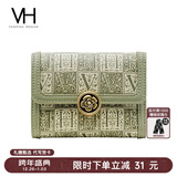 VANESSA HOGAN VH女包山茶花系列拼接短钱包时尚山茶花老花钱包送女友新年礼物 绿色