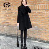 COMIC SOUL双面羊绒大衣女2025秋冬新款高端小个子修身气质显瘦羊毛呢外套女 黑色 加棉款 2XL 140-160斤