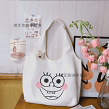 途尊（kingtrip）帆布包女学生韩版百搭ins森系气质单肩书包高颜值大容量手提袋潮 哭脸