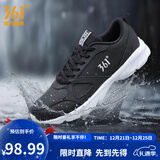 361°运动鞋男鞋秋冬季透气网面跑鞋黑色通勤轻质户外慢跑步鞋 曜石黑/361度白【皮革面防泼水】 40
