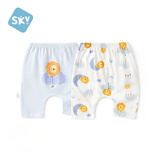 舒贝怡2件装儿童短裤女童男童夏季宝宝大PP裤子纯棉七分裤哈轮裤蓝色90