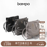 半坡饰族（bampo）女包新品结瑞包中号单肩斜挎包头层牛皮柔软真皮百搭包包圣诞礼物 风衣灰 中包