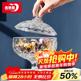 青苹果新年礼物欧式玻璃糖缸糖果罐储物罐水果果盘果斗6.3英寸
