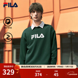 FILA 斐乐官方情侣款套头卫衣25秋冬季新款休闲宽松长袖加绒保暖上衣 【常规款】旷野绿-GN M 170/92A/M