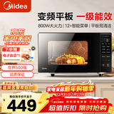 美的（Midea）家用变频微波炉 易清洁大平板底盘  智能菜单 20L小型迷你家用微波炉一级能效 PM20M3 易清洁内胆