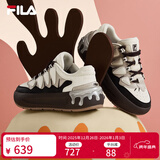 斐乐 斐乐官方女鞋CARROT摩登板鞋萝卜鞋休闲厚底鞋子女 初雪白/黑-PB 35.5