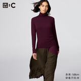 优衣库女装HEATTECH EXTRA WARM混纺高领T恤/长袖9%羊绒478954 478954/18暗红色 M