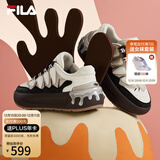 FILA 斐乐官方女鞋CARROT摩登板鞋萝卜鞋休闲厚底鞋子女 初雪白/黑-PB 36