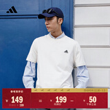 adidas情侣休闲纯棉上衣圆领短袖T恤男女夏季阿迪达斯官方轻运动 米白 2XL