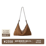 裘真植鞣（胎牛皮）双耳hobo包休闲单肩斜挎包大容量通勤包女 大象灰（胎牛皮）暂不预售 大包