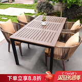 御藤美家（ROYAL RATTAN）户外桌椅别墅庭院花园桌椅休闲露台藤椅塑木桌组合室外编藤桌椅 4椅+160cm咖啡桌