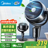 美的（Midea）电风扇 空气循环扇家用立式遥控落地扇涡轮换气扇循环对流3D摇头电扇轻音低噪大风力节能空调伴侣 GAI24PA【离线语音 双重抗菌】