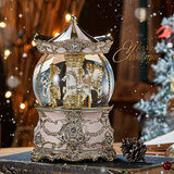 JARLL赞尔水晶球旋转木马音乐盒梦幻八音盒女孩男女生告白表白生日礼物 浪漫粉金遇见旋转自喷灯光PD1902