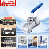 潜水艇（Submarine）PPH20 PPR截止球阀4分自来水管阀门 双活接黄铜材质止回阀20口径