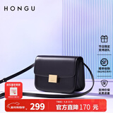 红谷包包女包新款牛皮单肩包时尚斜挎包小方包相机包新年礼物 漆黑