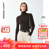 朗姿【朗姿羊毛Basic衣橱】纯羊毛法式毛针织衫冬季新款修身长袖毛衣 棕色 2XL