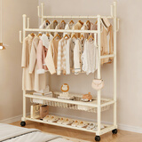 姗姗木艺衣架落地衣帽架立式挂衣架卧室宿舍挂衣服架阳台双杆晾衣架